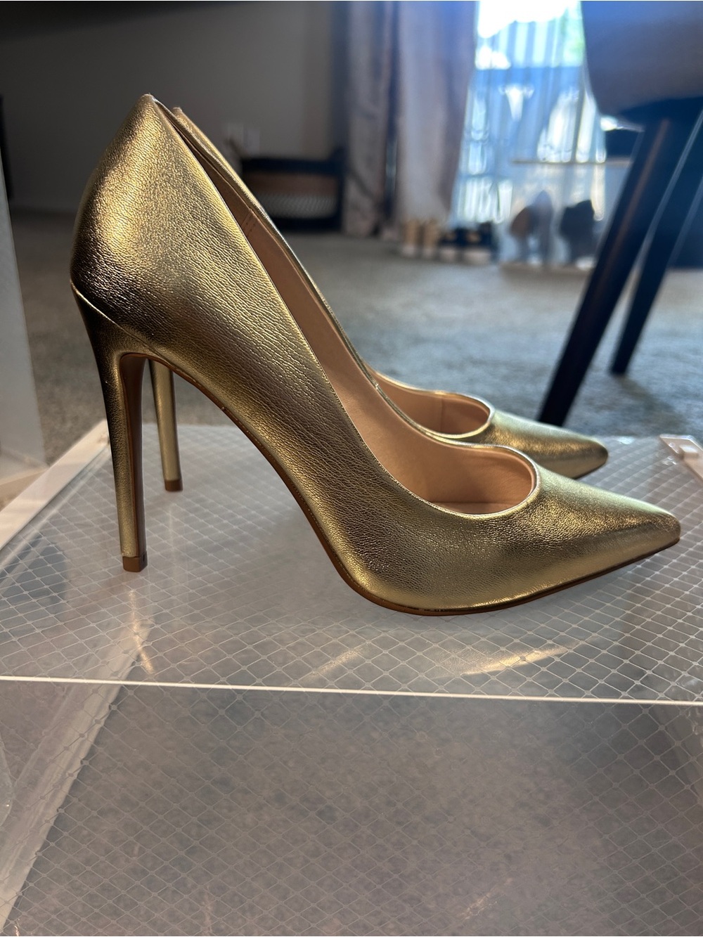 Topshop Metallic Gold Pointed-Toe Stiletto Pumps